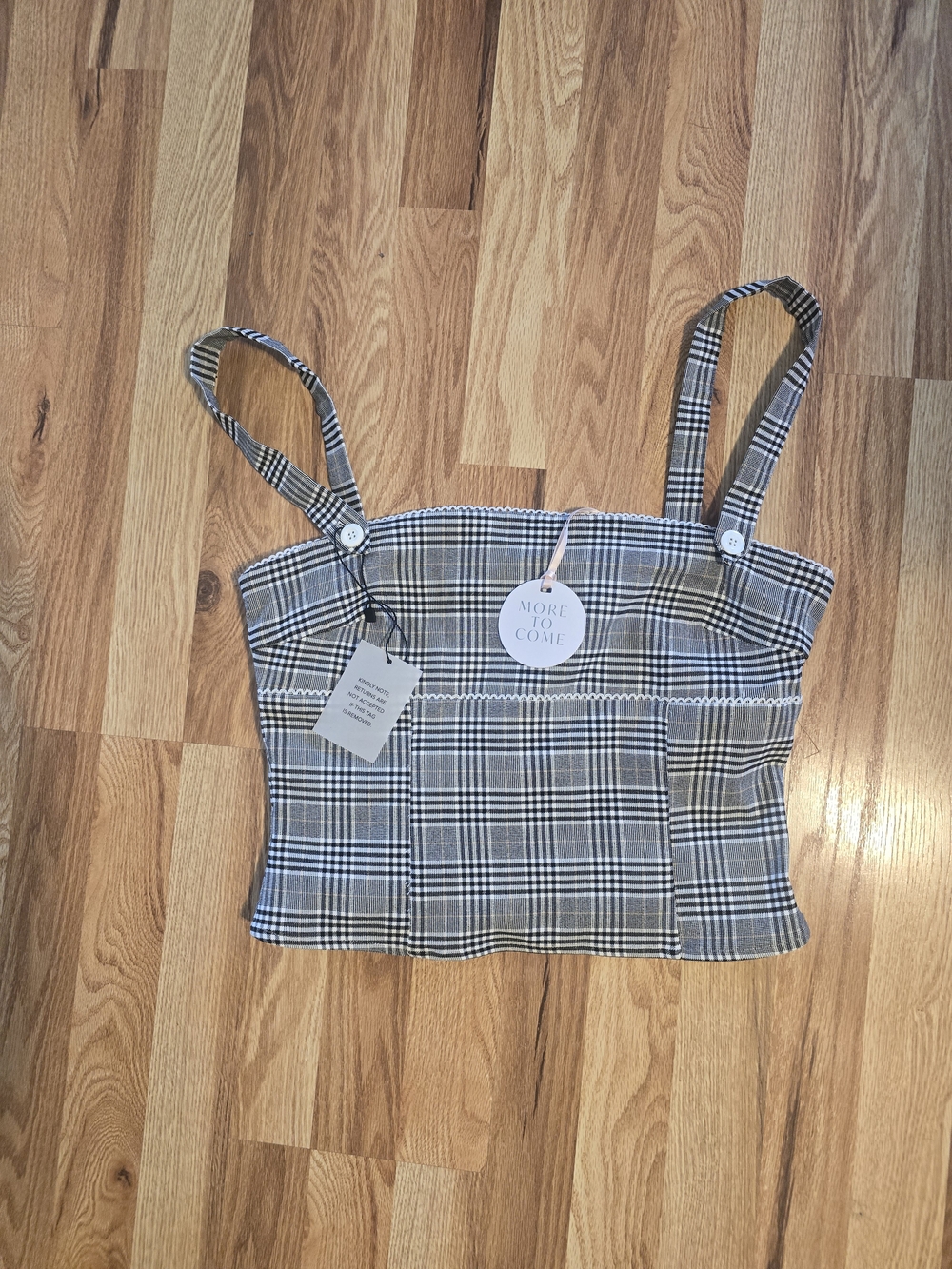 More to Come NWT Plaid Corset Crop Top Size Large | Revolve